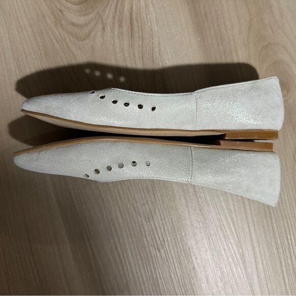 Sacha London Cream Sparkle Cut Out Flats Size 37 USA 6.5 Vintage - Picture 9 of 15
